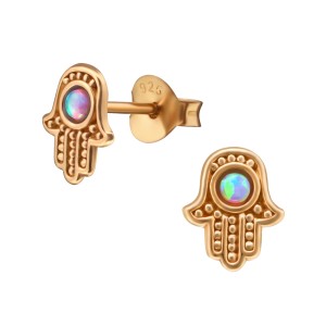 Cercei din argint placat cu aur roz 14K Hamsa model DiAmanti DIA38509 (Argint 925‰ 0,4 g.)